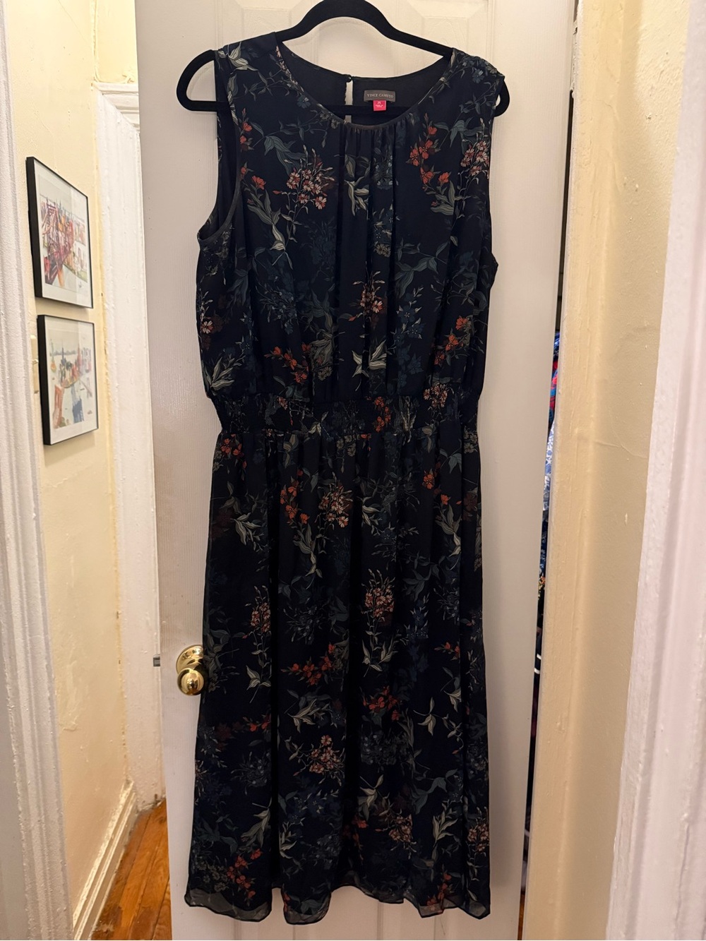 Vince Camuto Navy Floral Maxi Dress